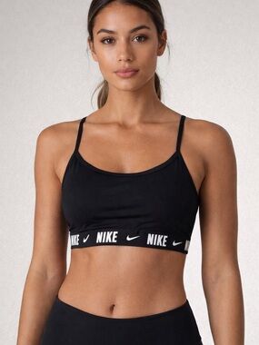 Nike Black Logo-Trim Sports Bra